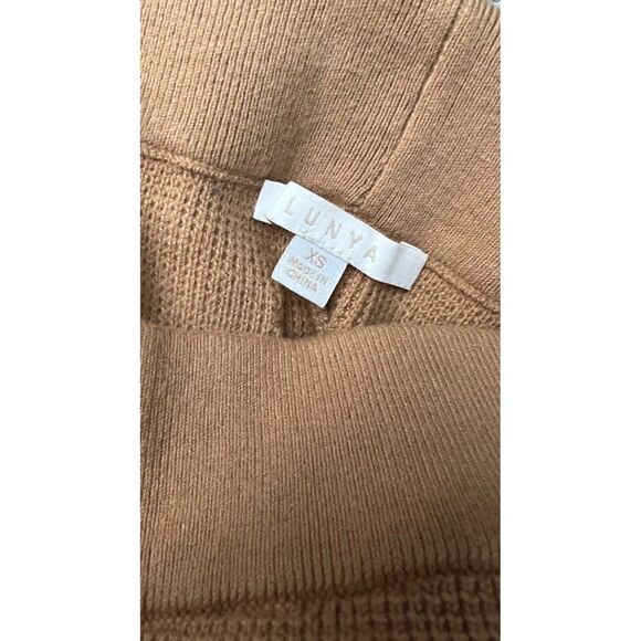 LUNYA Cozy Cotton Silk Waffle Knit Lounge Pants Beige Tan - Picture 4 of 5